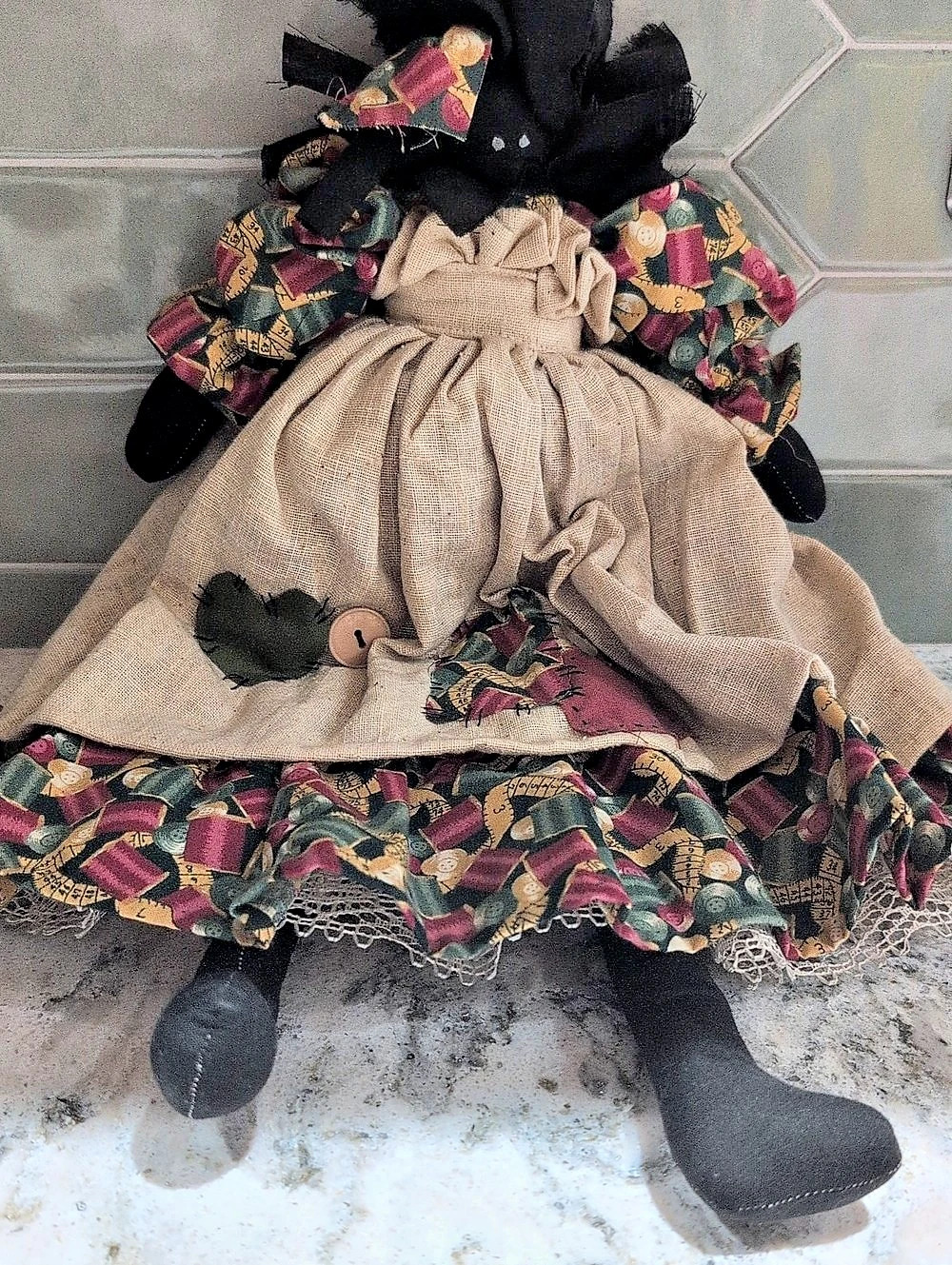 Handmade Cloth Doll Multicolor & Black